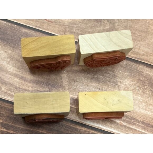 LOT OF 4 SUGARLOAF WOOD RUBBER STAMPS HOLIDAY THEMED CANDY CANE HO HO HO - Picture 6 of 6